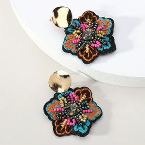 Embroidered Flower earrings